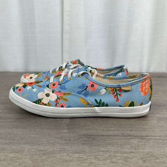 Keds x Rifle Paper Company Blue Lively Floral Sneakers Sz.9 - Picture 6 of 12